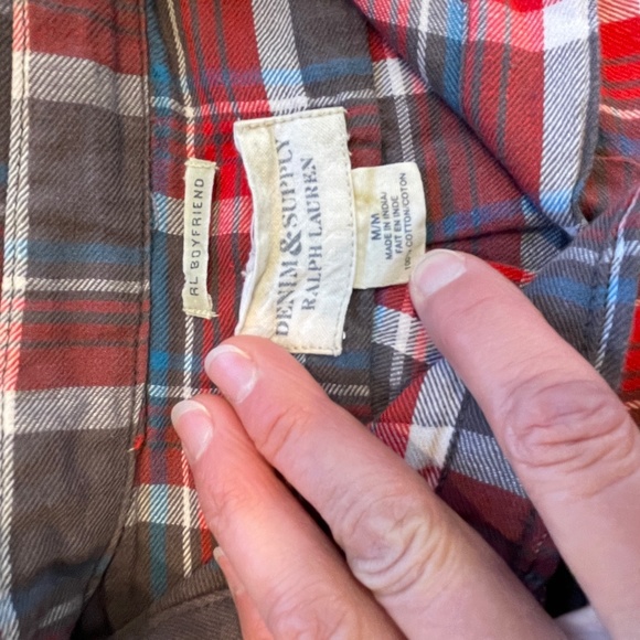 Denim and Supply Ralph Lauren - red/grey/blue button down flannel shirt, size M - Picture 10 of 13